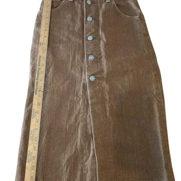 Elegant Brown A-Line Denim Skirt - Picture 7 of 12